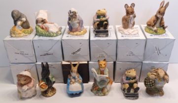 12 ROYAL ALBERT BEATRIX POTTER. INC. MRS TIGGY WINKLE, FOXY READING A NEWS, MR JACKSON ETC.