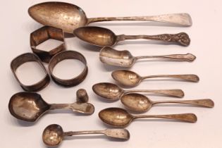 COLLECTION OF SILVER ITEMS INC. GEORGE III TABLE SPOON 1812, 2 VICTORIAN TEA CADDY & MUSTARD SPOON