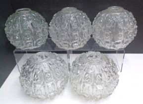 SET OF 5 BALL GLASS SHADES FROM THE 1960'S 6.5" DIAMETER X 5" HIGH