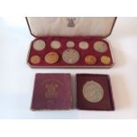 FESTIVAL OF BRITAIN 1951 CROWN, 1953 ELIZABETH II CROWN TO FARTHING 10 COIN PROOF SET CASED 