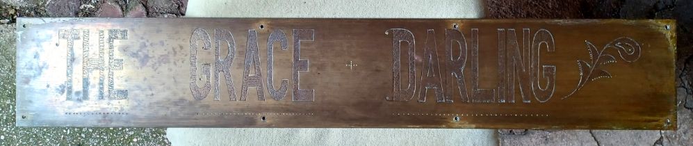 BRASS SHIPS PLAQUE READING THE GRACE DARLING 36" LONG