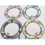FOUR CLARICE CLIFF "SECRETS, BROOKFIELD, BLUE FIRS, MAY AVENUE" CAFE CHIC PLATES BY WEDGWOOD 