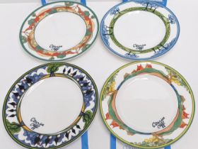 FOUR CLARICE CLIFF "SECRETS, BROOKFIELD, BLUE FIRS, MAY AVENUE" CAFE CHIC PLATES BY WEDGWOOD