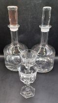 TWO DARTINGTON DECANTERS, PAIR OF SHERRY GLASSES
