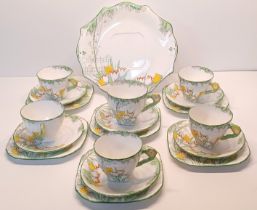 ART DECO DELPHINE TEA SET WITH DAFFODILS AND CROCUS