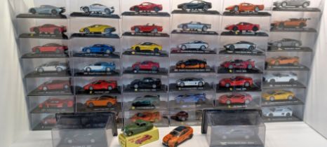 44 BOXED DIECAST CARS 1:43 SCALE, 1 BOXED ATLAS DINKY AND U/B CAR