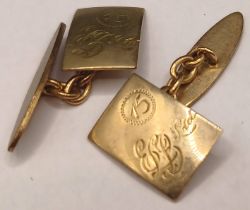 9CT GOLD CUFFLINKS RECTANGLE SHAPE 6.2g