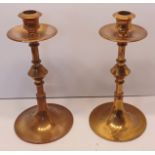 PAIR OF BRONZE HANDCRAFTED SOLID CANDLESTICKS  ART DECO  ERA.  2436g  9.5" TALL