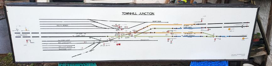 RAILWAYANA A SIGNAL BOX DIAGRAM BOARD ‘TOWNHILL JUNCTION’ FROM THE DUNFERMLINE AREA OF SCOTLAND.