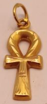 EGYPTIAN GOLD ANKH PENDANT UNMARKED. TESTED AS GOLD 1.1g . VENDOR BROUGHT AS 18CT