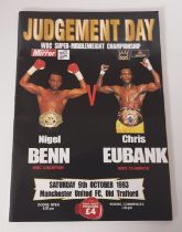 BOXING PROGRAMME BENN V EUBANK 1993 JUDGEMENT DAY OLD TRAFFORD