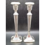 PAIR OF 1927 SILVER CANDLE STICKS 494g  21CM TALL