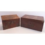 WALNUT STATIONERY BOX WITH KEY & ONE OTHER