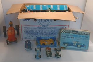 VINTAGE SCALEXTRIC INC CARS, TRACK & ACCESSORIES, & A TRACTOR