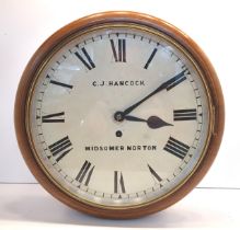 WALL CLOCK C J HANCOCK MIDSOMER NORTON 1875 WITH RESTORERS REPORT