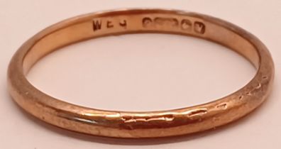 9CT GOLD WEDDING BAND 1.2g SIZE L