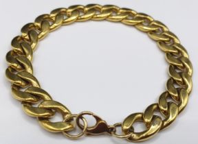 9CT GOLD CURVED LINK BRACELET 40.8g. INSCRIBED 9CT ON THE CLASP.