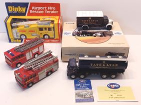 DINKY 263 AIRPORT FIRE RESCUE TENDER (BOXED), 2 x CORGI FIRE ENGINES (UNBOXED) & CORGI 97781 TATE &