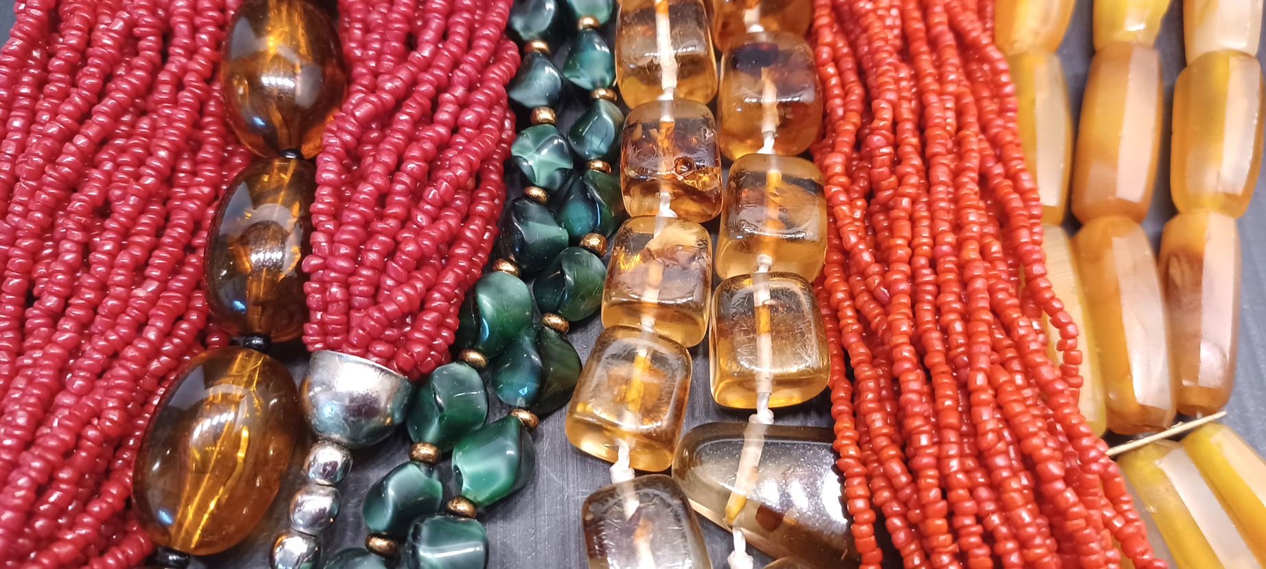 SIX BEADED NECKLACES - INC. AMBER, CORAL ETC.  - Image 2 of 3