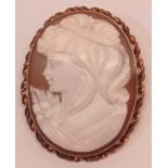 9CT GOLD CAMEO BROOCH 15.6g  50MM X 40MM