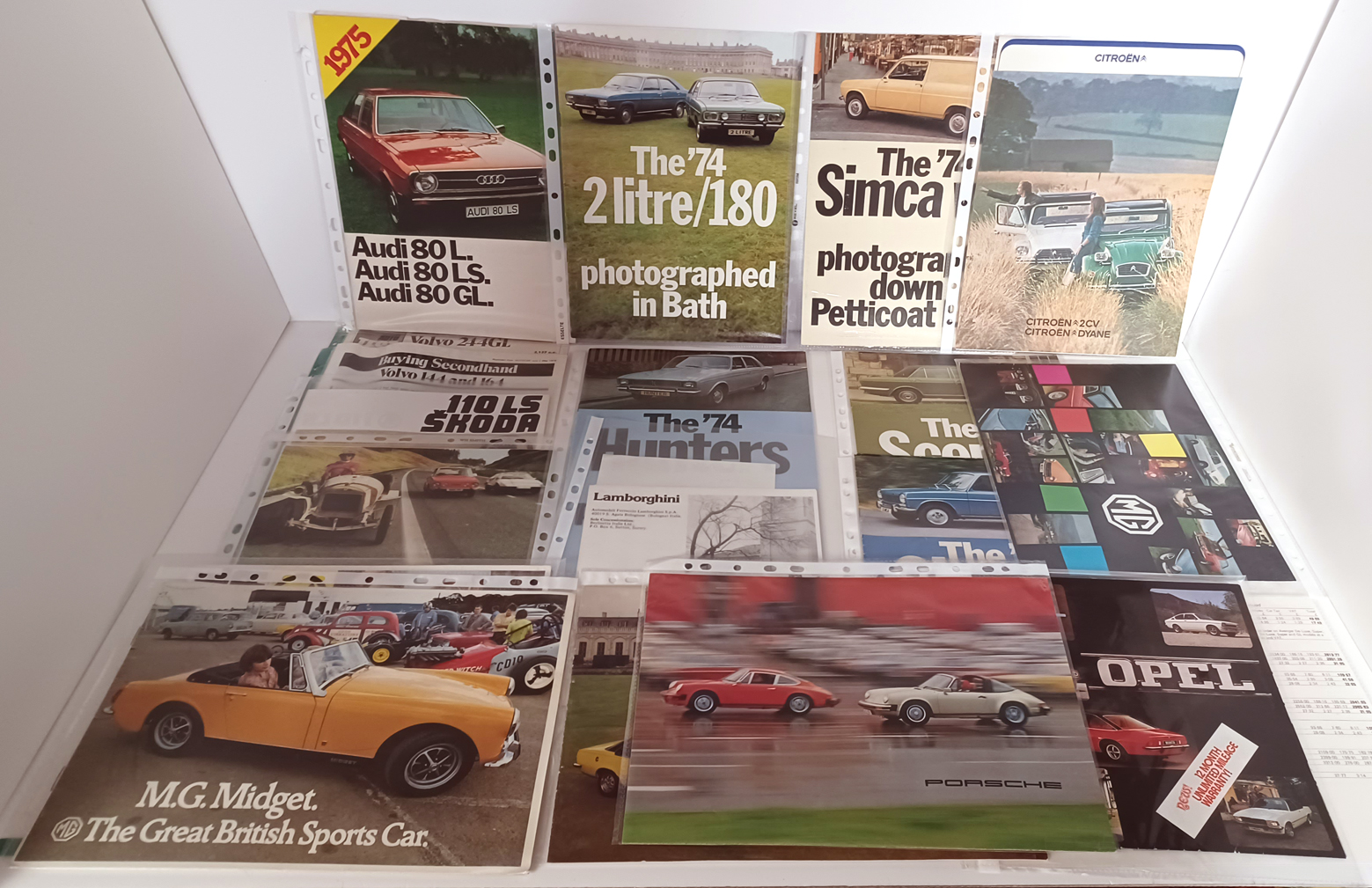 AUTOMOBILIA SALES BROCHURES INC LAMBORGHINI, PORSCHE & MG 1970s