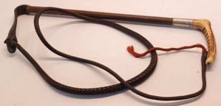 HORN HANDLE HIDE RIDING CROP / WHIP