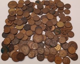 TIN OF BRITISH COINS -MAINLY FARTHINGS