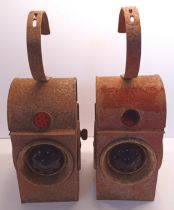 PAIR OF VINTAGE KENYONS ROAD LAMPS WITH BURNERS