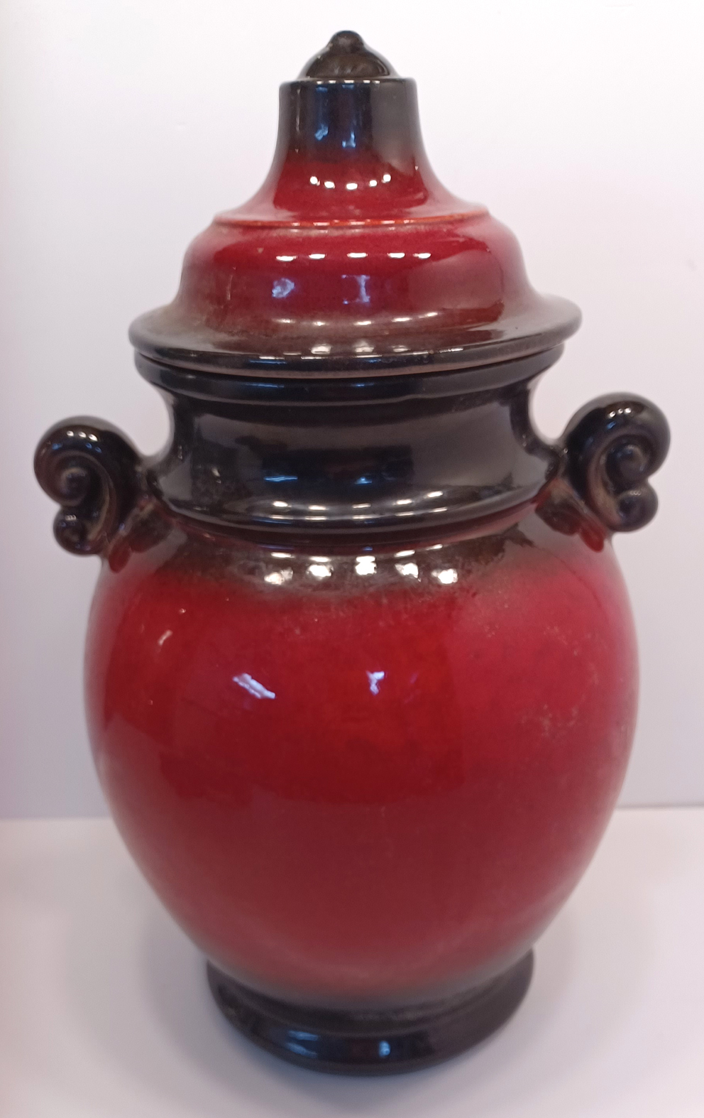 GERMAN SCHEURICH FLAME RED GINGER JAR 14" TALL - Image 2 of 3