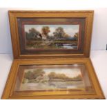 TWO OIL PAINTINGS RIVER SCENE UNSIGNED 22" X 14"