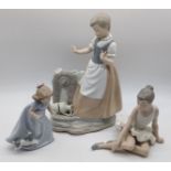 3 NAO - BALLERINA SITTING, GIRL PLAYING WITH PUPPY, AND GIRL WITH JUG