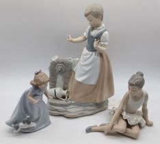 3 NAO - BALLERINA SITTING, GIRL PLAYING WITH PUPPY, AND GIRL WITH JUG