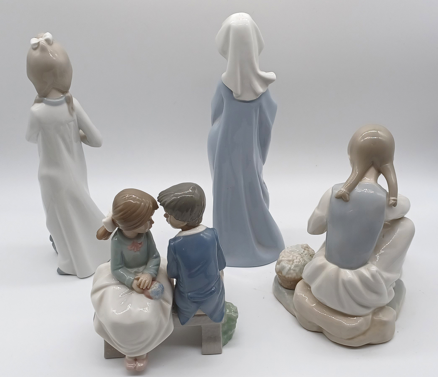 4 NAO - BOY & GIRL SITTING, GIRL WITH MISSING SHOE, GIRL PRAYING & GIRL WITH DOG SITTING ON DRESS - Image 2 of 3