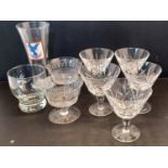 DRINKING GLASS WARE - INC. 5 COCKTAIL GLASSES, A CRYSTAL PALACE FC 1/2 PINT ETC. (9)