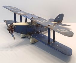 MECCANO CONSTRUCTOR BIPLANE c1931 IN A BLUE & WHITE FINISH NO. G-EVTX