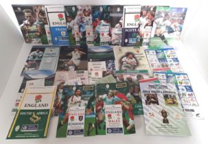 ENGLAND RUGBY PROGRAMMES MAINLY 1990s INC WORLD CUP SOME WITH TICKETS (24 IN TOTAL)