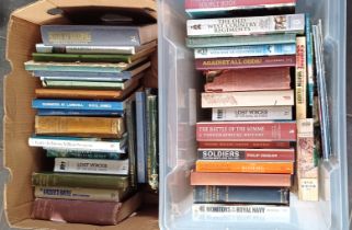 MILITARY BOOKS - 2 BOXES MAINLY RELATING TO THE GREAT WAR.