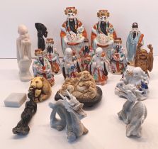 MIXED COLLECTION OF MAINLY CERAMICS INC. BUDDHAS, DRAGONS ETC