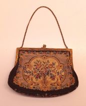 VICTORIAN EMBROIDERED TAPESTRY CLUTCH PURSE BAG