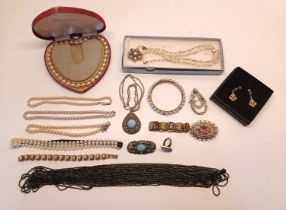 BOX OF COSTUME JEWELLERY INC. PEARL NECKLACES