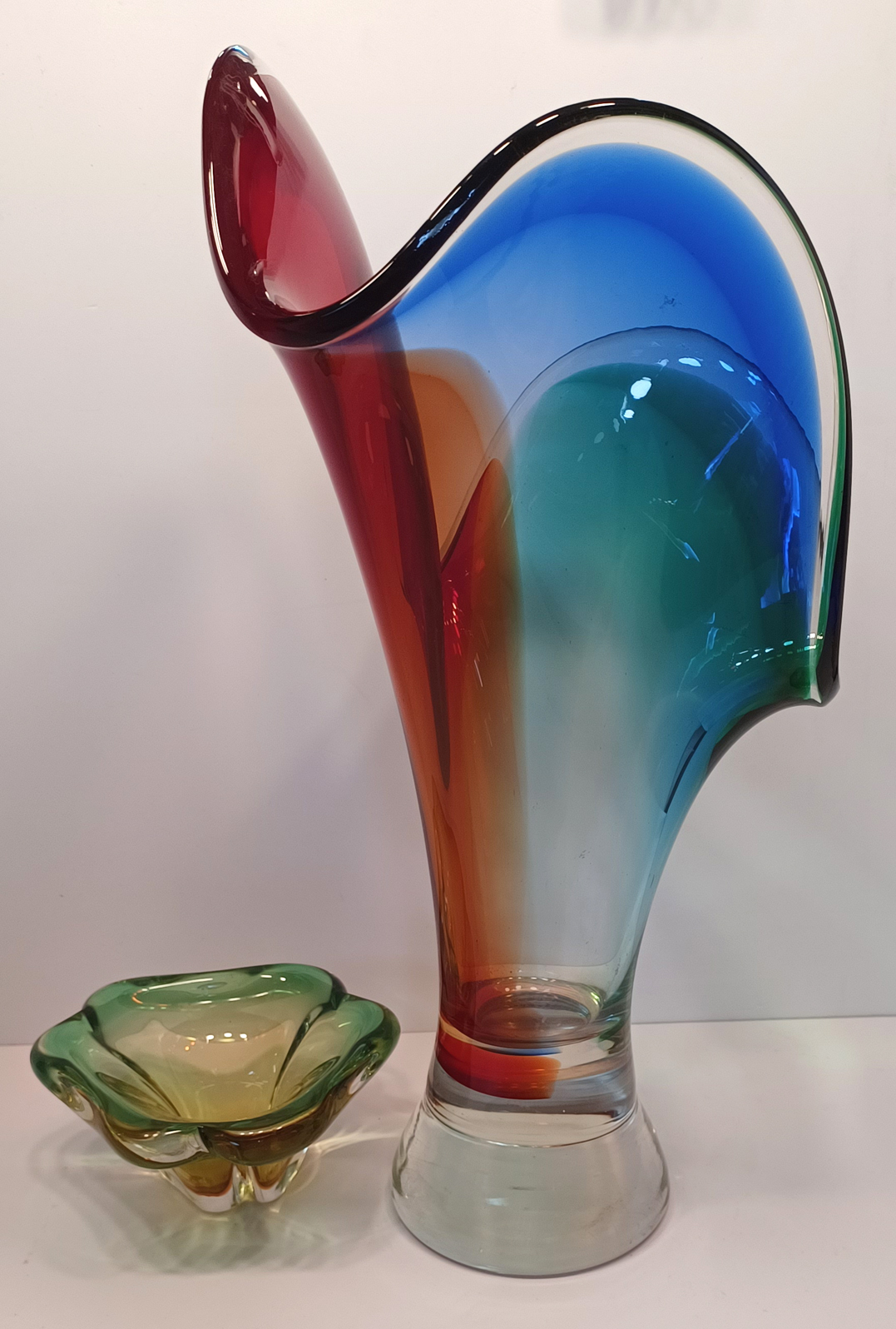 2 MURANO COLOURED ART GLASS 16" TALLEST  - Image 2 of 4