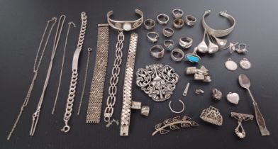 BAG SCRAP SILVER 84g HALLMARKED AND 90g UNMARKED AND OTHER SILVERED METALS