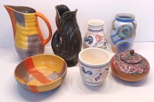 MIXED COLLECTION VASES AND JUGS - INC. POOLE POTTERY,  DARTMOUTH ETC. (6)