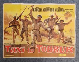 FILM POSTER - TAXI TO TOBRUK 1961 HARDY KRUGER CHARLES AZNAVOUR APPROX 39" x 29"