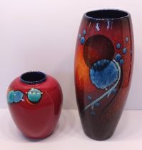 ALAN CLARKE STUDIO POTTERY VASE  29CM TALL AND POOLE POTTERY VASE