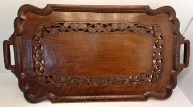1930'S HAND CARVED INDIAN WOODEN TRAY