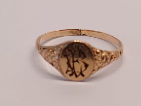 UNMARKED ROSE GOLD SIGNET RING SIZE M 1.2g
