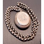SILVER LARGE LOCKET ON SILVER 18" CHAIN 31g