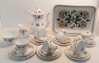 ROYAL ALBERT 'SWEET VIOLETS' LARGE COFFEE POT, LARGE PORTMEIRION DISH AND DUCHESS 'JUNE BOUQUET (20)