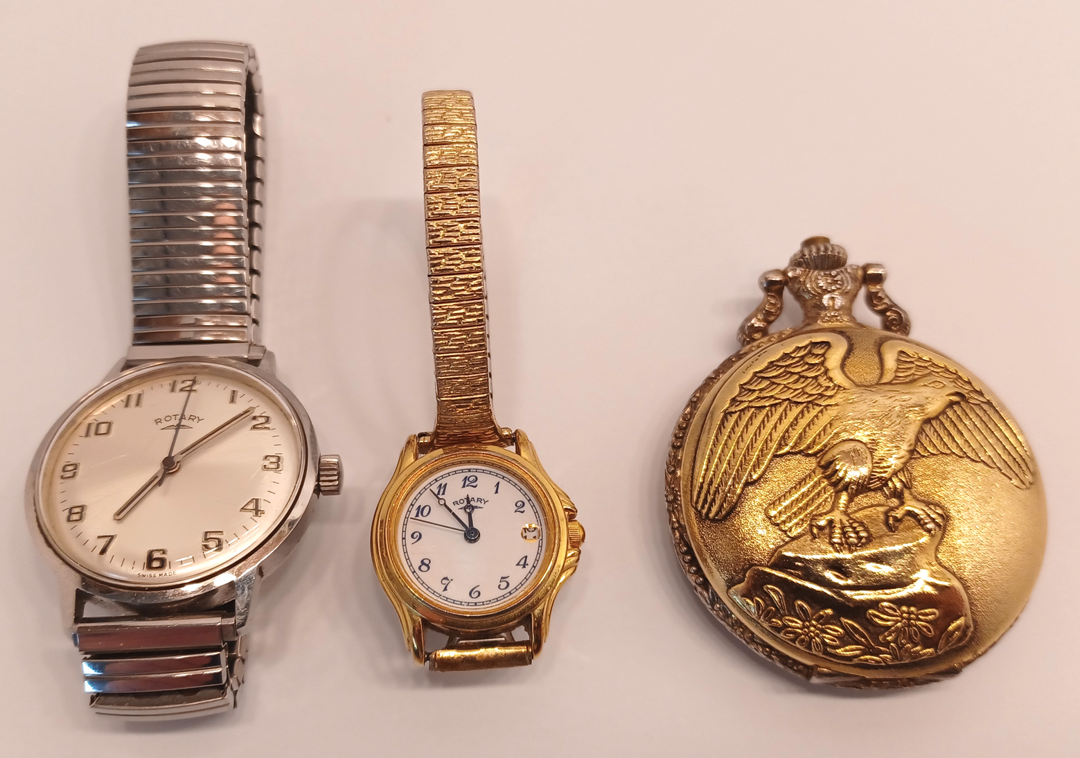 2 ROTARY WATCHES & A POCKET WATCH